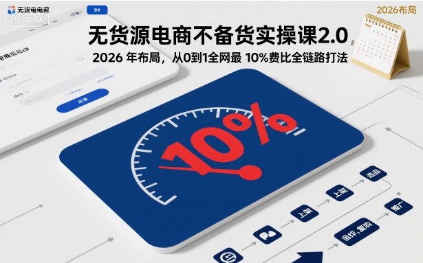 无货源电商不备货实操课2.0，2026年布局，从0到1全网最低10%费比全链路打法【更新26年4月】-风庭夜雪