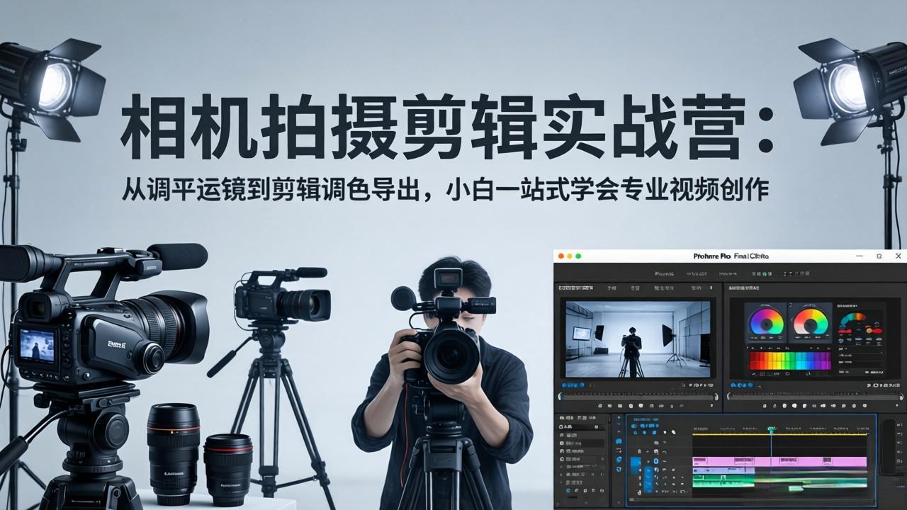 相机拍摄剪辑实战营：从调平运镜到剪辑调色导出，小白一站式学会专业视频创作-风庭夜雪