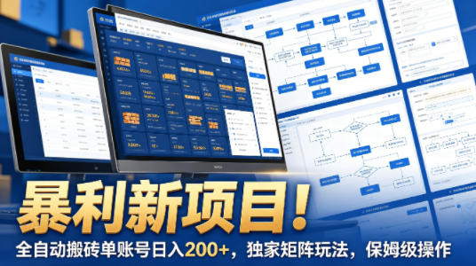 暴利新项目！全自动搬砖单账号日入200+，独家矩阵玩法，保姆级操作【揭秘】-风庭夜雪