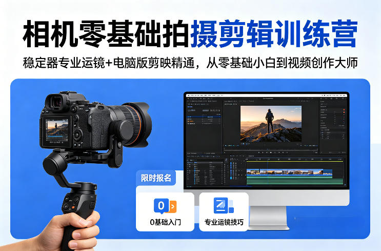 相机零基础拍摄剪辑训练营：稳定器专业运镜+电脑版剪映精通，从零基础小白到视频创作大师-风庭夜雪