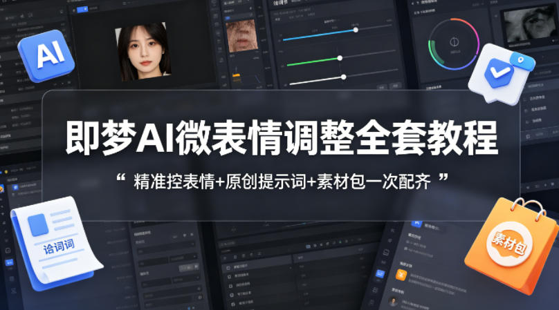 即梦AI微表情调整全套教程，精准控表情+原创提示词+素材包一次配齐-风庭夜雪