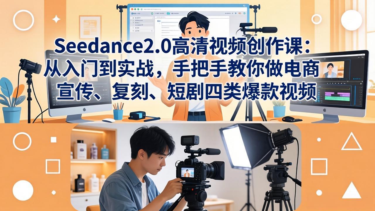 Seedance2.0高清视频创作课：从入门到实战，手把手教你做电商、宣传、复刻、短剧四类爆款视频-风庭夜雪