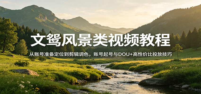 文鸳风景类视频教程：从账号准备定位到剪辑调色，账号起号与DOU+高性价比投放技巧-风庭夜雪