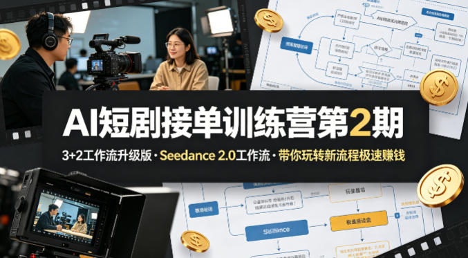 AI短剧接单训练营第2期，3+2工作流升级版，Seedance 2.0工作流，带你玩转新流程极速賺钱-风庭夜雪