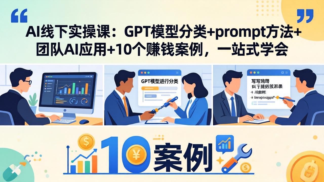 AI线下实操课：GPT模型分类+prompt方法+团队AI应用+10个赚钱案例，一站式学会-风庭夜雪