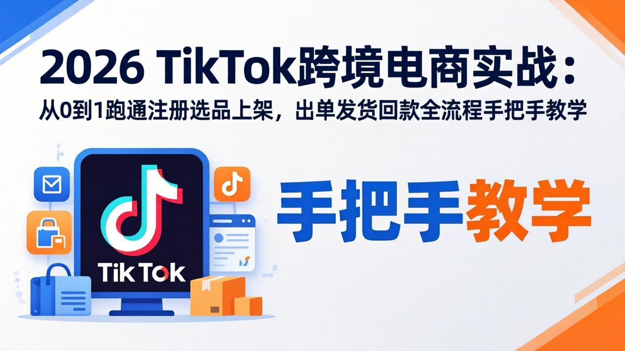2026TikTok跨境电商实战-更新：从0到1跑通注册选品上架，出单发货回款全流程手把手教学-风庭夜雪
