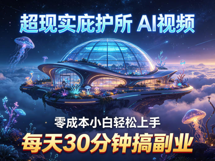 超现实庇护所AI视频项目拆解，零成本小白轻松上手，每天30分钟搞副业-风庭夜雪