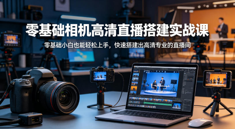 零基础相机高清直播间搭建实战课，小白也能轻松上手，快速搭建出高清专业的直播间-风庭夜雪