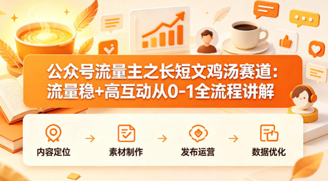 公众号流量主之长短文鸡汤赛道，流量稳+高互动，从0-1全流程讲解-风庭夜雪