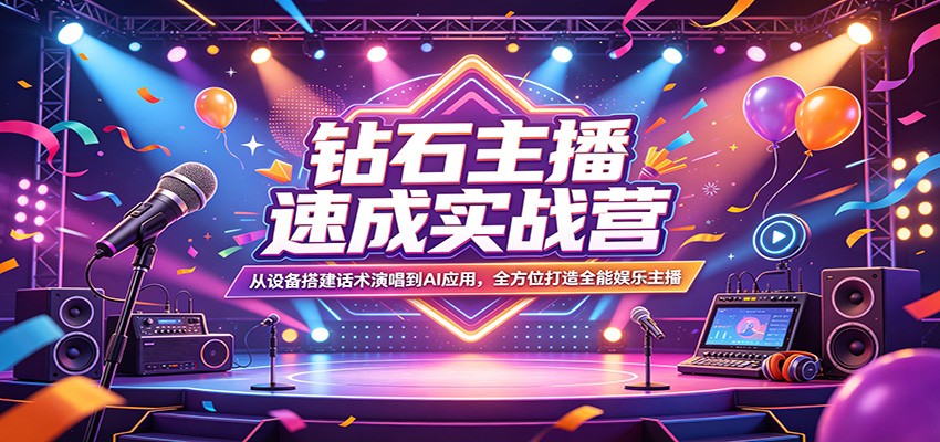 钻石主播速成实战营：从设备搭建话术演唱到AI应用，全方位打造全能娱乐主播-风庭夜雪
