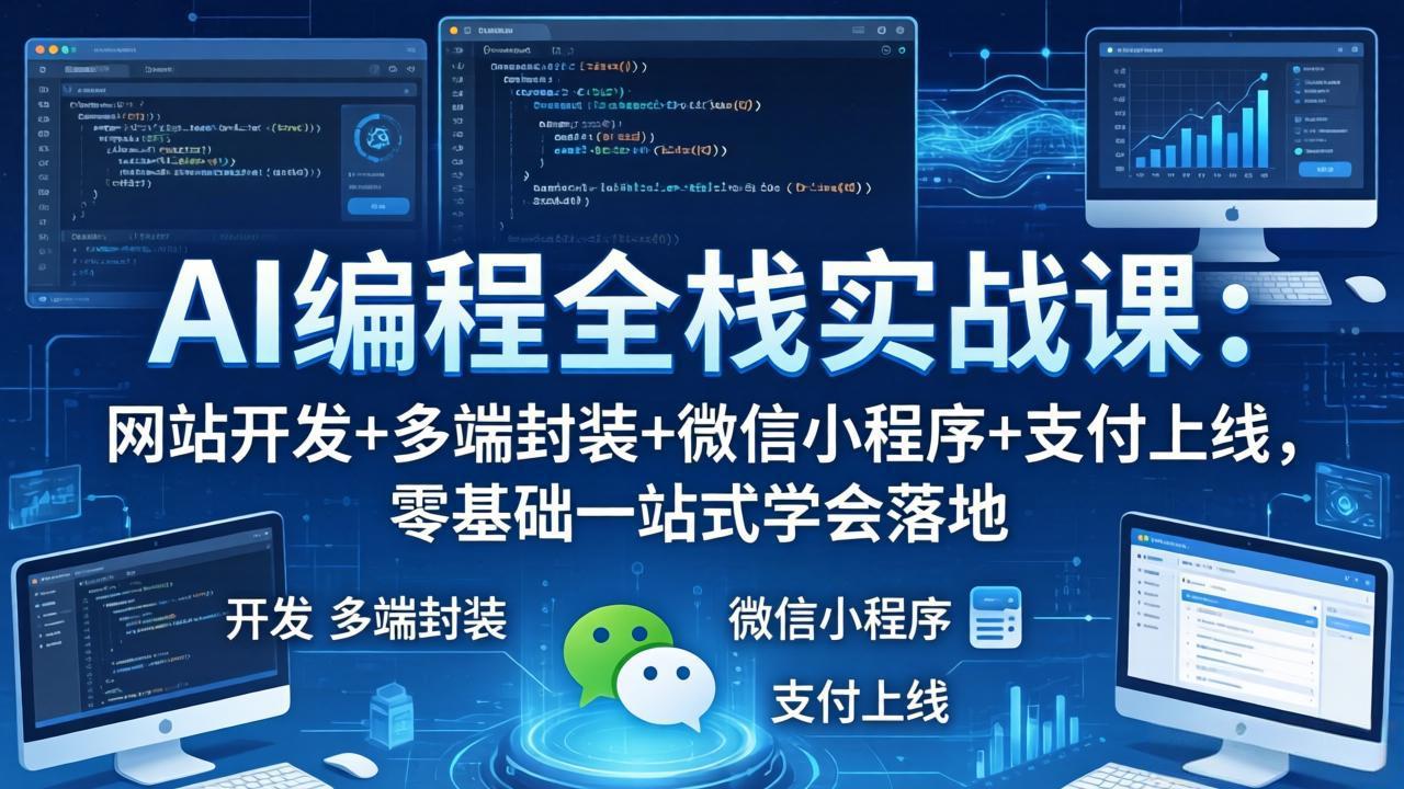 AI编程全栈实战课：网站开发+多端封装+微信小程序+支付上线，零基础一站式学会落地-风庭夜雪