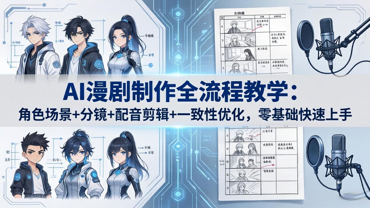 AI漫剧制作全流程教学：角色场景+分镜+配音剪辑+一致性优化，零基础快速上手-风庭夜雪