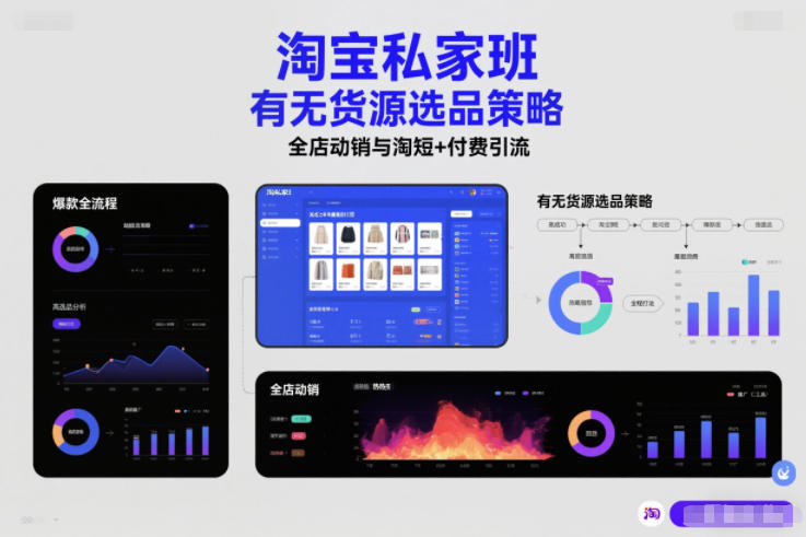 淘宝私家班，有无货源选品策略，高成功率爆款全流程打法，全店动销与淘短+付费引流(更新2026年4月18日)-风庭夜雪