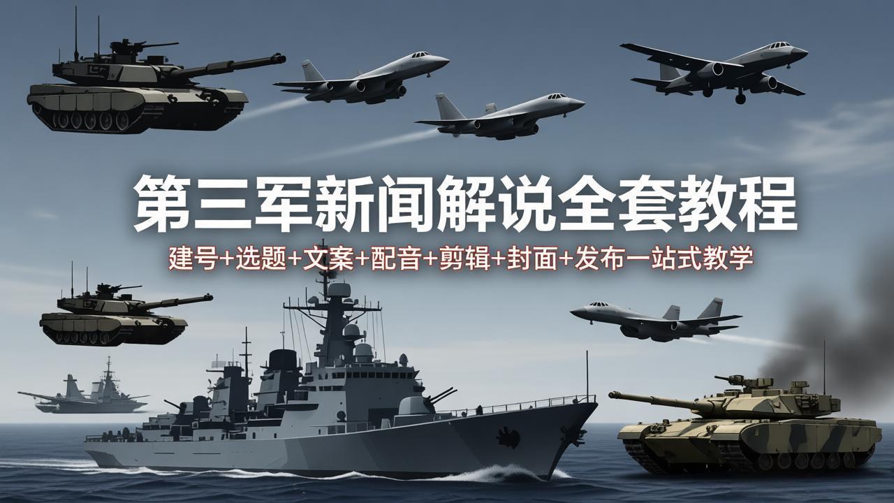 第三军迷新闻解说全套教程：建号+选题+文案+配音+剪辑+封面+发布一站式教学-风庭夜雪