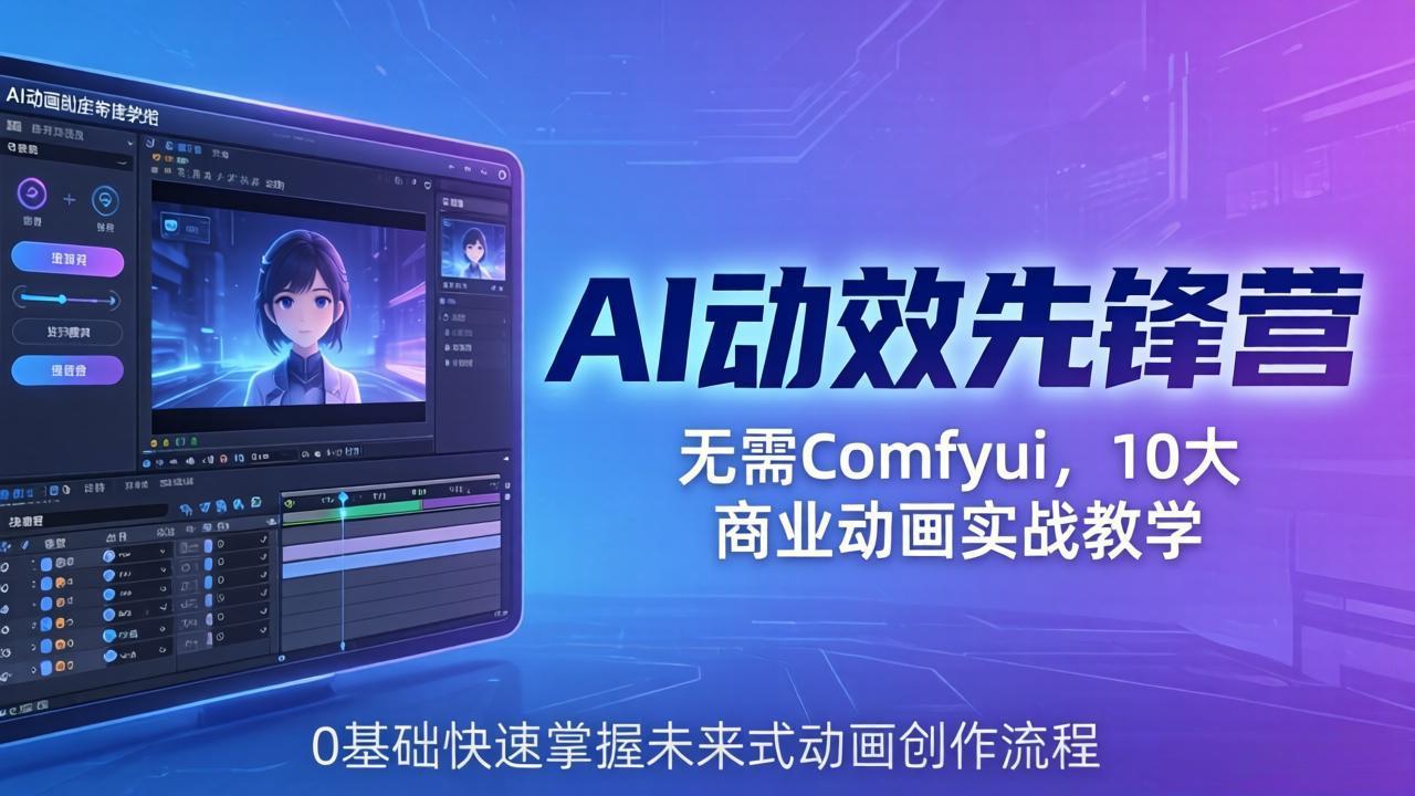 AI 动效先锋营：无需Comfyui，10大商业动画实战教学，0基础快速掌握未来式动画创作流程-风庭夜雪