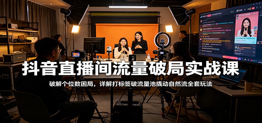 抖音直播间流量破局实战课：破解个位数困局，详解打标签破流量池撬动自然流全套玩法-风庭夜雪
