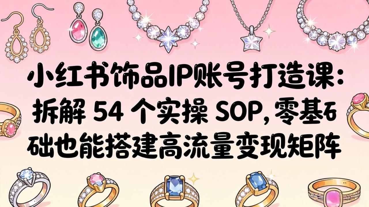 小红书饰品IP账号打造课：拆解 54 个实操 SOP，零基础也能搭建高流量变现矩阵-风庭夜雪