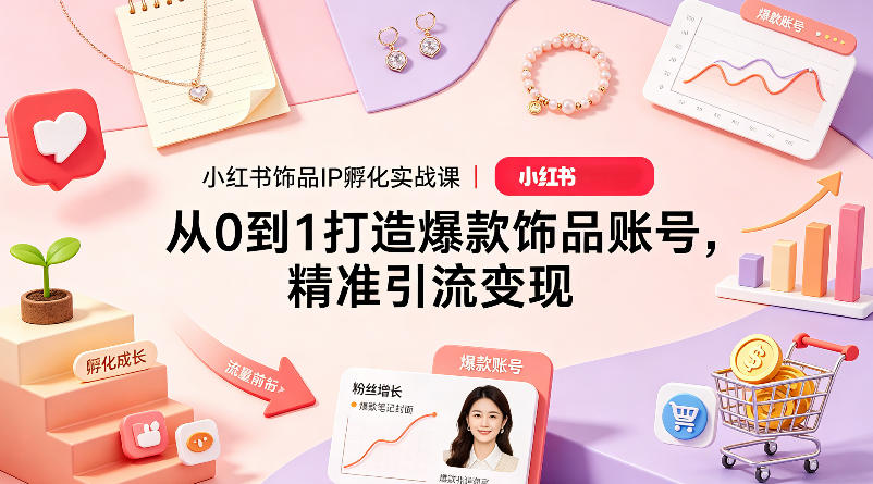 小红书饰品IP孵化实战课｜从0到1打造爆款饰品账号，精准引流变现-风庭夜雪