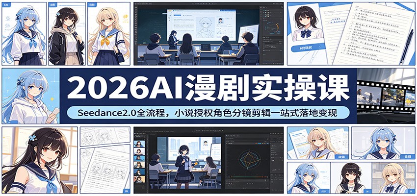 2026AI漫剧实操课：Seedance2.0全流程，小说授权角色分镜剪辑一站式落地变现-风庭夜雪