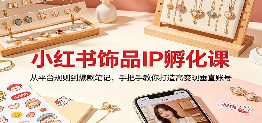 小红书饰品IP孵化课：从平台规则到爆款笔记，手把手教你打造高变现垂直账号-风庭夜雪