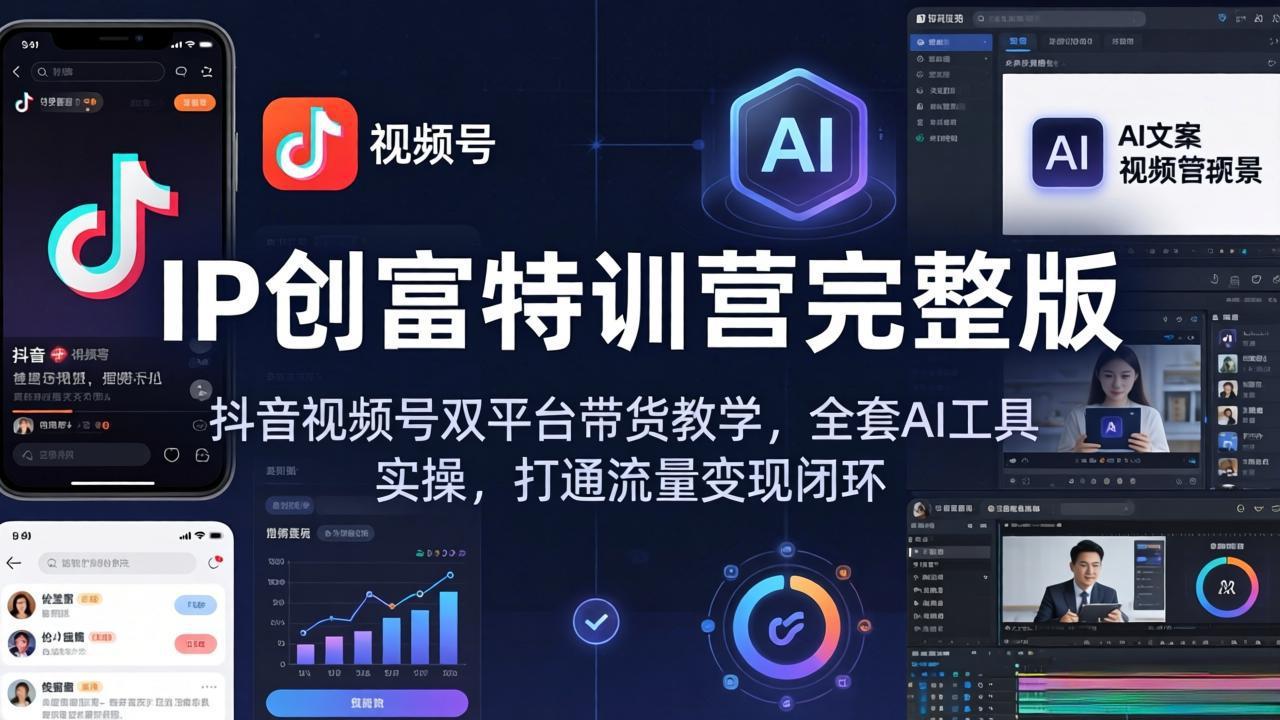 IP创富特训营完整版：抖音视频号双平台带货教学，全套AI工具实操，打通流量变现闭环-风庭夜雪