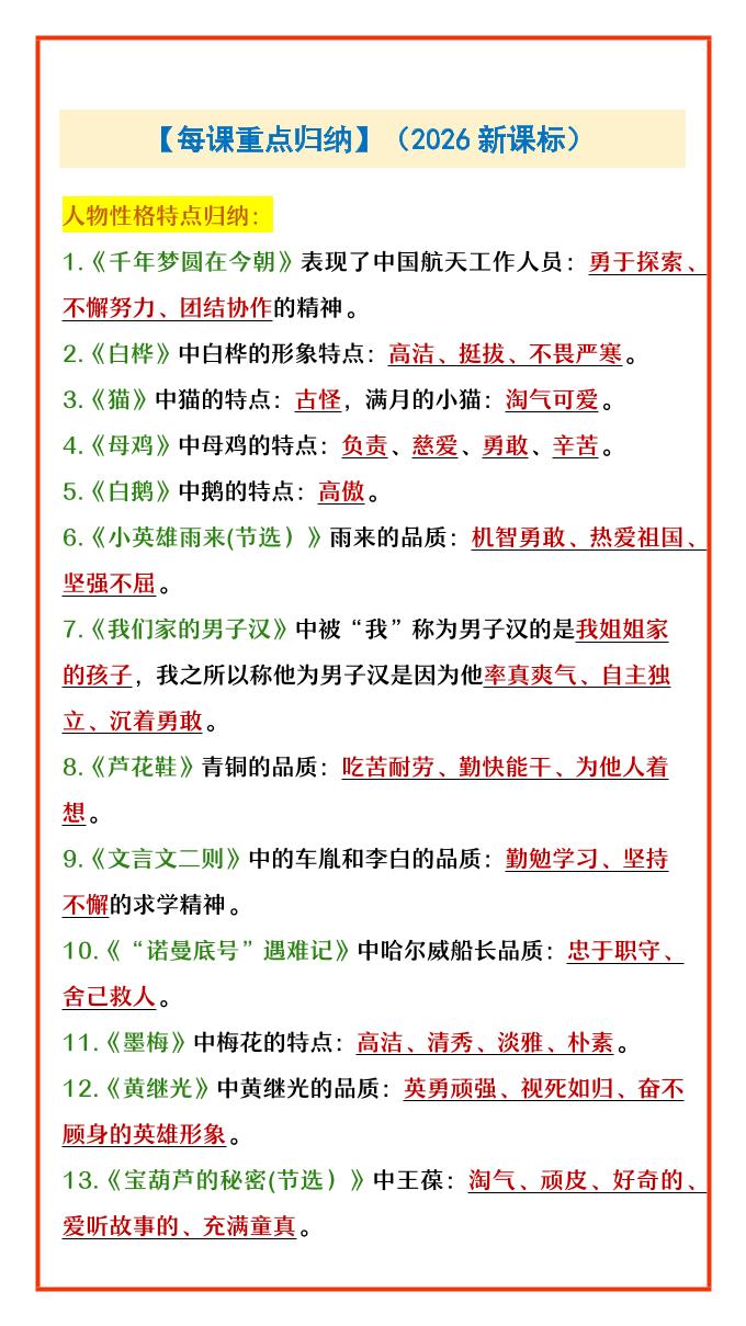 四年级下语文每课重点归纳-风庭夜雪