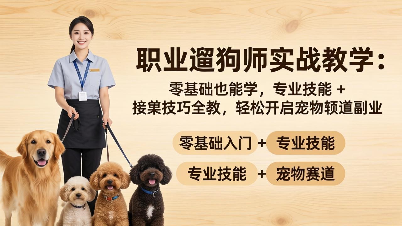 职业遛狗师实战教学：零基础也能学，专业技能 + 接单技巧全教，轻松开启宠物赛道副业-风庭夜雪
