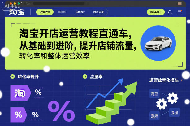 淘宝开店运营教程直通车，从基础到进阶，提升店铺流量，转化率和整体运营效率(更新26年4月20日)-风庭夜雪