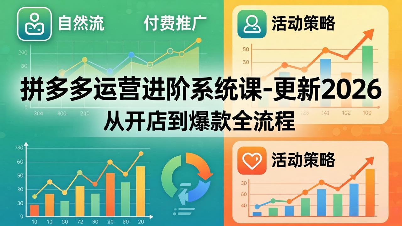 拼多多运营进阶系统课-更新2026：从开店到爆款全流程，自然流+付费推广+活动策略-风庭夜雪