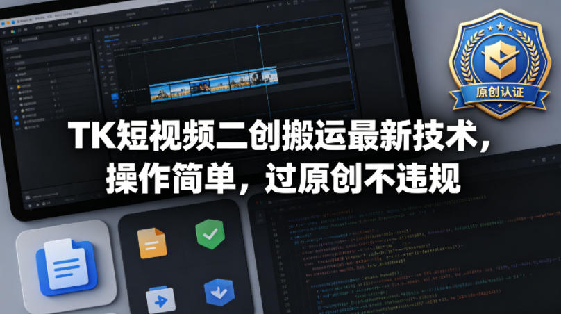 TK短视频二创搬运最新技术，操作简单，过原创不违规-风庭夜雪